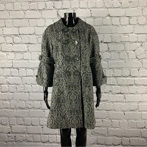 1950’s Style Vintage Grey Floral Embroidered Coat